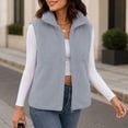 thumbnail image 6 of Karight Women's Fleece Vest Zip Up Stand Collar Sleeveless Lightweight Winter Warm Coat with Double-Sided Sherpa, 6 of 7
