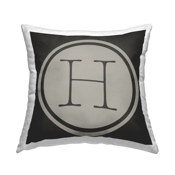 Stupell Industries Vintage H Typewriter Style Key Initial Letter Design by Ziwei Li Throw Pillow