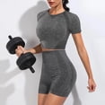thumbnail image 3 of Conjuntos de Yoga sin costuras para mujer, ropa de gimnasio, ropa deportiva de entrenamiento, Top corto atlético, mallas de cintura alta, pantalones cortos de Fitness, trajes deportivos, 2 uds., 3 of 5