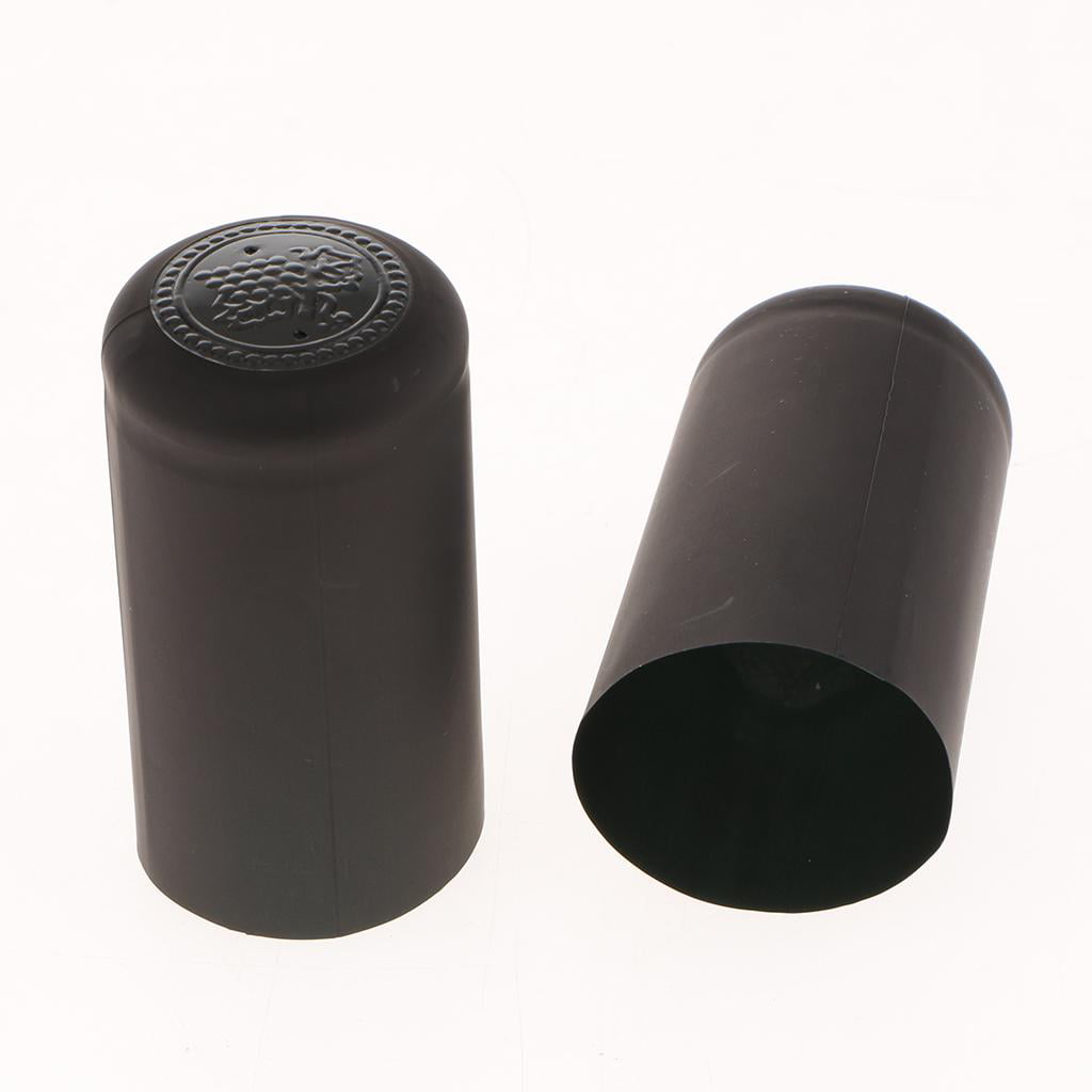 100x 30mm Dia PVC Shrink Capsules Wine Bottles Heat Shrink Caps Sleeves Black_C 