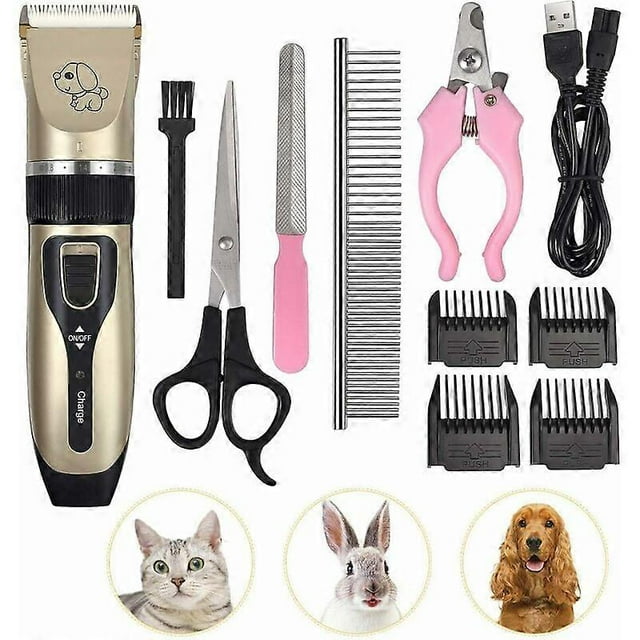 Dog Cat Clipper with Thick Long Hair Professional Quiet Cordless Electric Rechargeable Clipper with Scissors and Comb