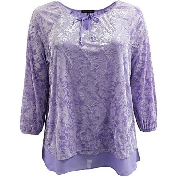 Plus Size Women Stylish Velvet Design Winter Fall Top Shirt Blouse Sweater Purple 3X (16.021)