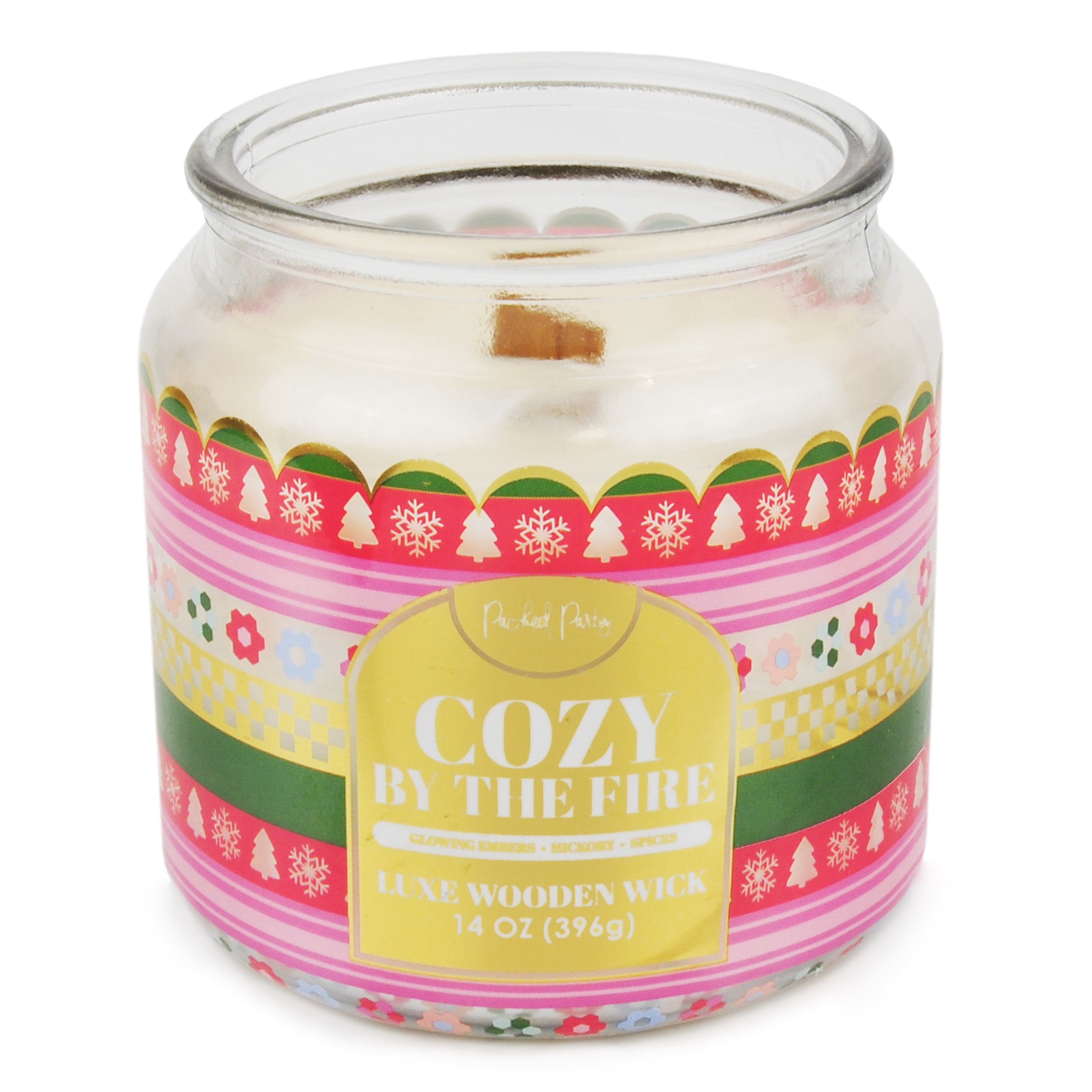 Packed Party Cozy By The Fire Candle with Wood Wick, 14-Ounce