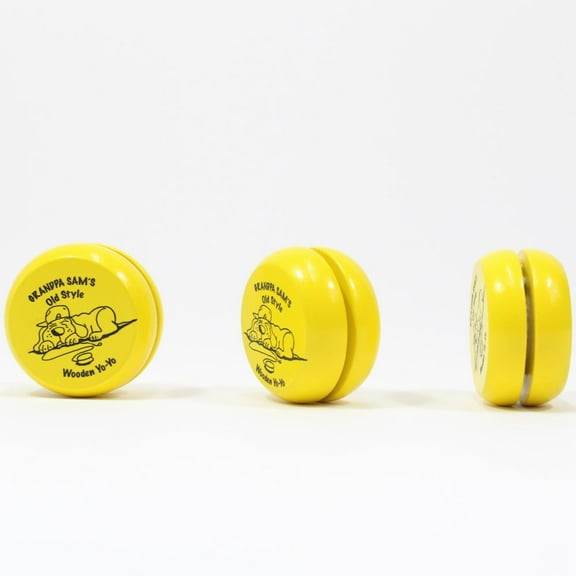Grandpa Sam's Old Fashioned Wooden Yo-Yo by YoYoSam - Set of 3 (All Yellow)