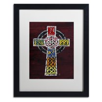 Trademark Fine Art 'Celtic Cross' Canvas Art by Design Turnpike, White Matte, Black Frame