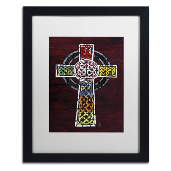 Trademark Fine Art 'Celtic Cross' Canvas Art by Design Turnpike, White Matte, Black Frame