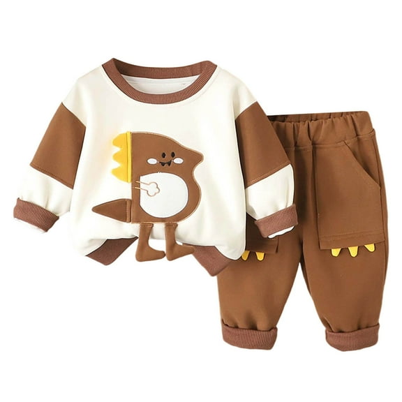 NAFUU Toddler Baby Boy Fall Winter Clothes Long Sleeve Crewneck Pullover Casual Pants Set Stylish Cartoon Cute Boys Two Piece Outfits Trendy Cute Outfit 2-3 Years