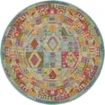 thumbnail image 1 of Unique Loom Tapis Tribal Sedona Surteint 8' x 8' Rond Bleu Clair/orange, 1 of 1