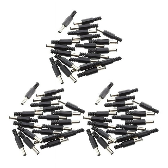60 Pcs Black 2.5mm x 5.5mm DC Power Male Plug Jack Adapter