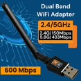 thumbnail image 2 of Adaptador WiFi Nipeal AC600 de doble banda USB con antena, 2 of 7