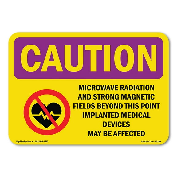 OSHA CAUTION RADIATION Sign - Microwave Radiation And Strong With Symbol | Decal | Protect Your Business, Work Site, Warehouse | Made in the USA