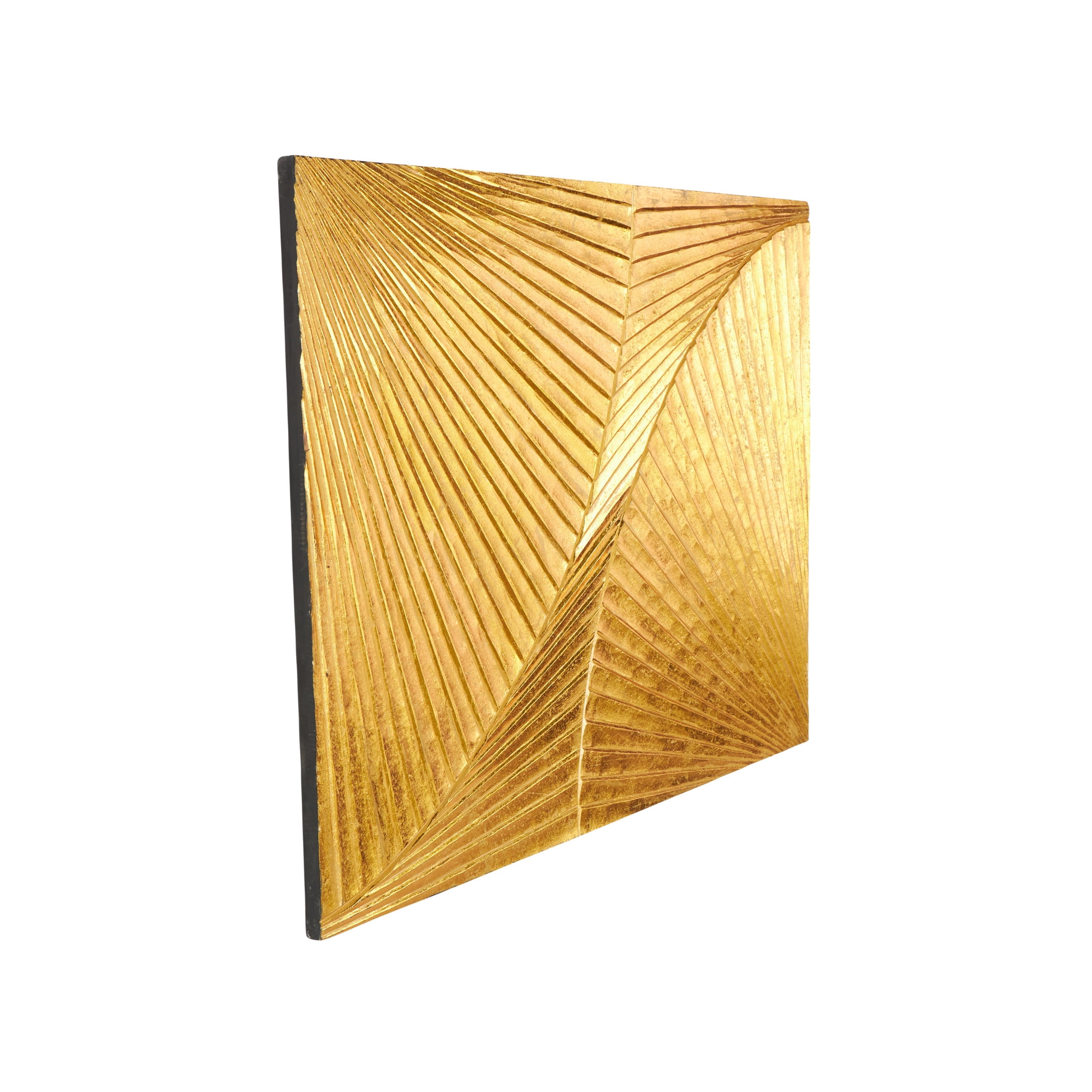 DecMode Gold Wood Carved Radial Geometric Wall Decor