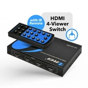 OREI HDMI Multi-Viewer 4x1 Seamless HDMI Switcher, 4 Ports IR Remote Support 1080P for PS4/PC/Stb/DVD/Security Camera