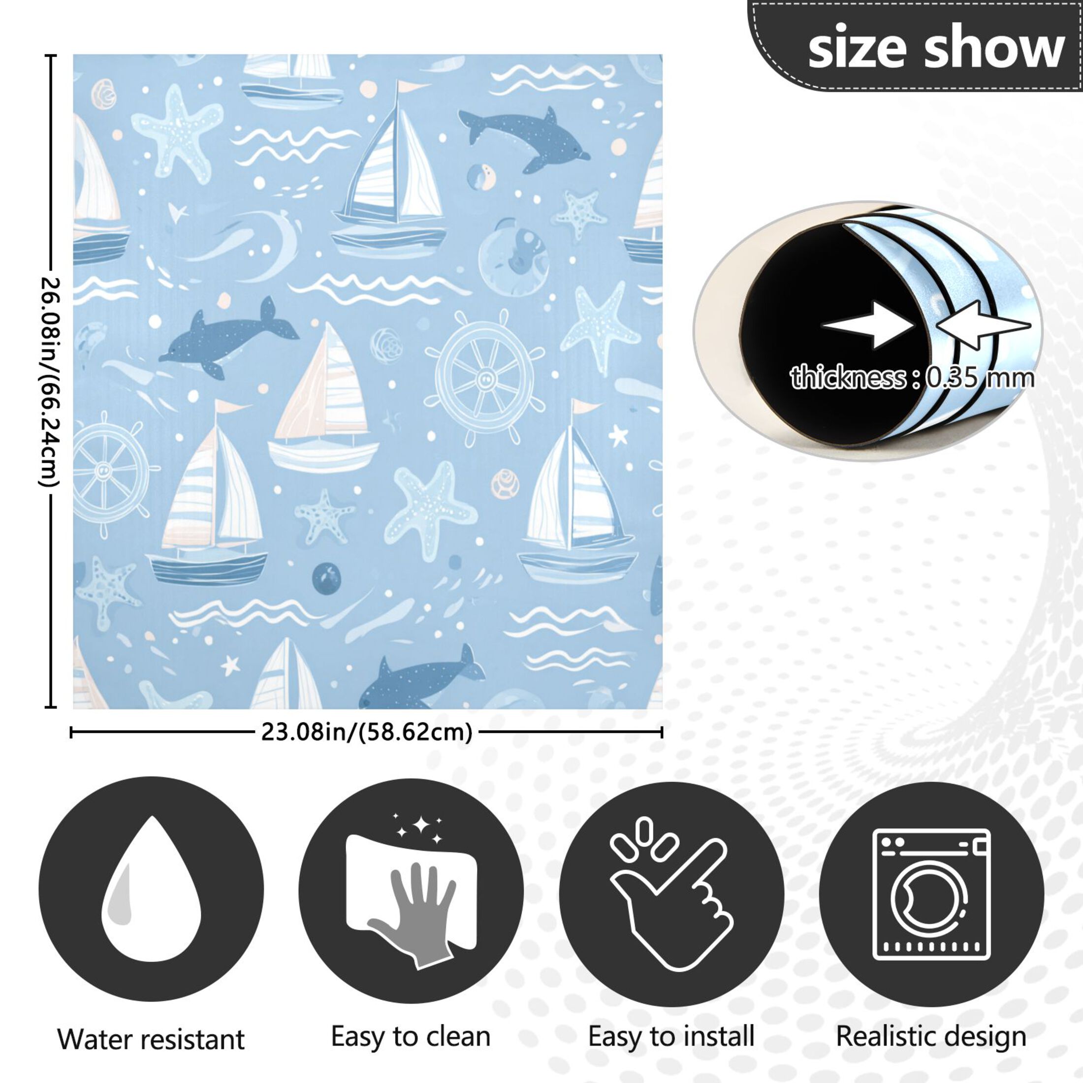 Dishwasher Magnetic Refrigerator Magnet Cover Sticker Home Decorative 23"x26" Light Blue Marine Animal Design