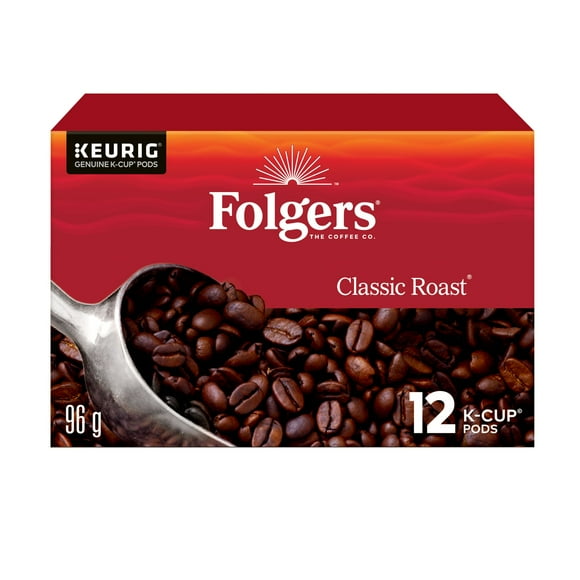 Folgers Classic Medium Roast K-Cup Coffee Pods, 12 Count, 12 pods