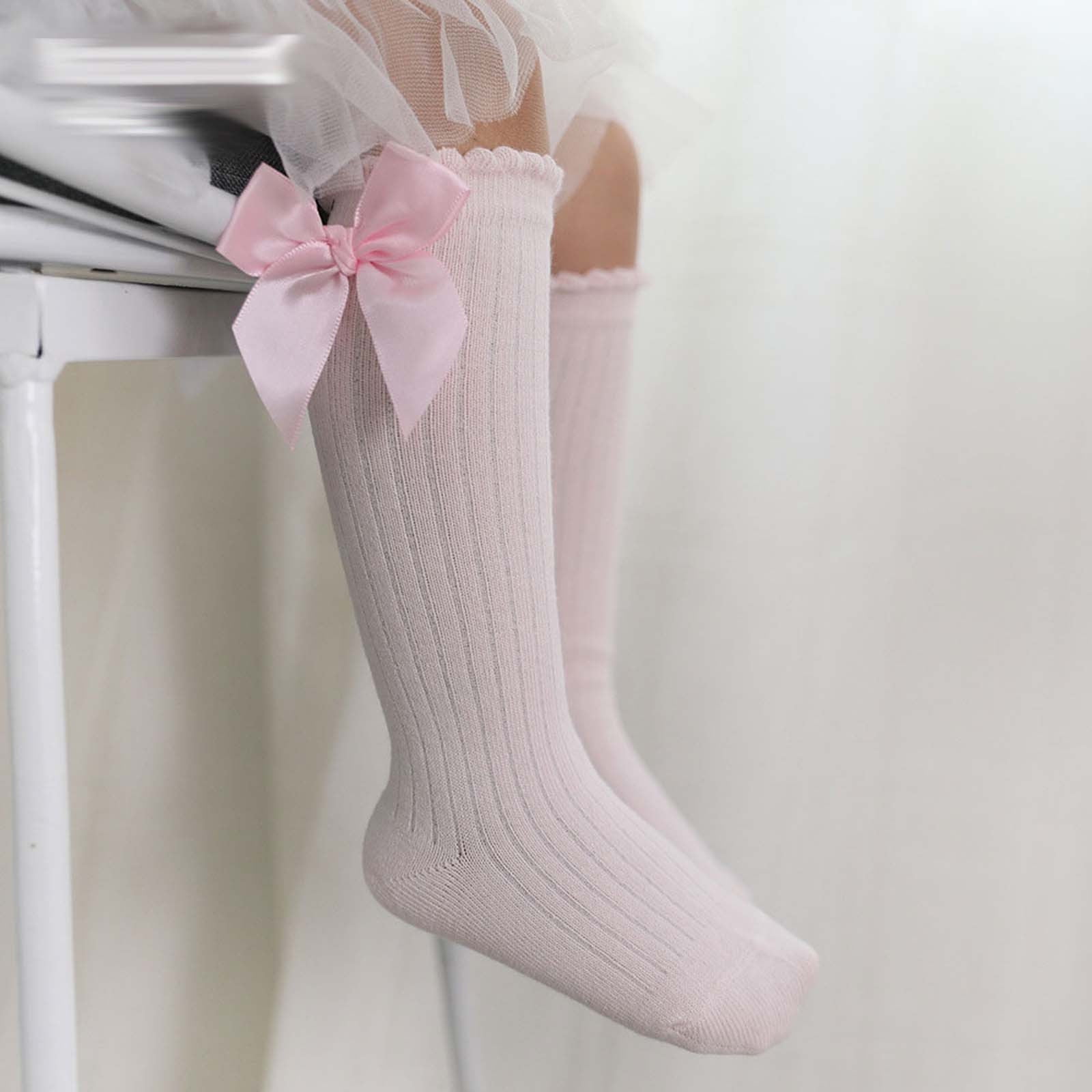 Jovati Baby Knee High Socks Toddlers Girls Cute Big Bow Knee High Long Soft Cotton Lace Baby Socks Kids Girls Knee High Socks Knee High Socks For Todd