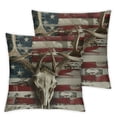 thumbnail image 2 of Acheng American Flag Pillow Cover Antlers Deer Skull Throw Pillow Cover Zebra Leopard Print Decorative Pillow Cover Skeleton Deer Head Wildlife Hunting Cushion Cover,2 Pcs White, 2 of 6