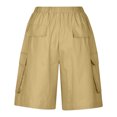 thumbnail image 5 of Sakmal Knee Length Shorts Womens Yellow Cargo High Waisted Wide Leg Cotton Shorts with Pockets, 5 of 5