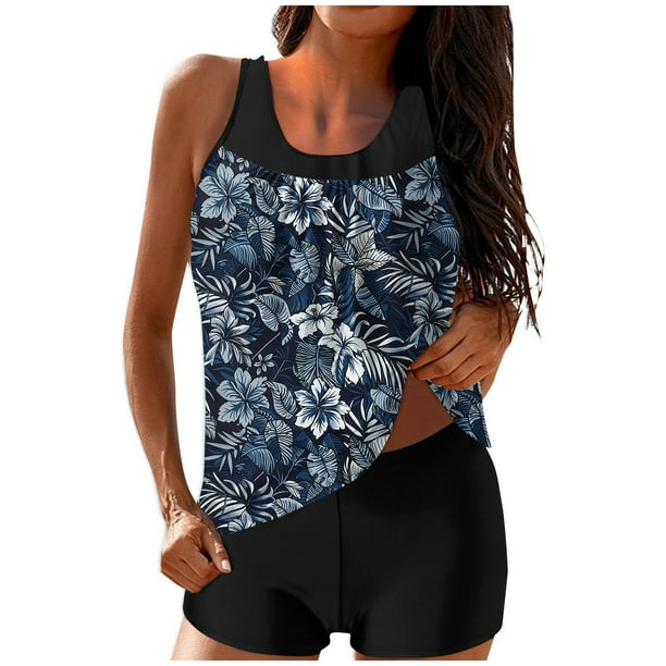 Mujeres Dos Piezas Trajes Casuales Conjuntos Impresión Conservadora Correa Atrás Dos Piezas Trajes de Baño, Nylon Spandex