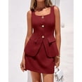 thumbnail image 3 of BTFBM 2 Piece Sets For Women Summer Spring Sleeveless Button Up Blazer Vest Tops Skirt Sets Business Casual Outfits, 3 of 9