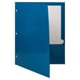 thumbnail image 3 of JAM Paper Laminated Two Pocket Glossy 3 Hole Punch School Folders, Blue, 3/Pack, 3 of 4