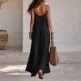 thumbnail image 4 of LEAVINGSUO Summer Dresses For Women Round Neck Thin Spaghetti Straps Sleeveless Skirt Solid Loose Casual Maxi Dress Black S, 4 of 5