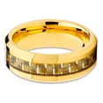thumbnail image 2 of 8mm Polished Yellow Tungsten Carbide Wedding Ring Carbon Fiber Inlay Stepped Edge Band 10, 2 of 3