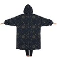 thumbnail image 2 of Oversized Wearable Blanket Hoodie,Dark Blue Sun Moon Star Pattern Sherpa Blanket Hoodie with Super Pockets,Super Warm Fuzzy Pullover for Women & Men, 2 of 6