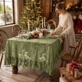 thumbnail image 2 of Ruffle Lace Round Tablecloth Vintage Floral Sheer Table Cover with 3-Inch Ruffle Edge Soft Polyester Holiday Dining Decor 55.12 in Green, 2 of 3