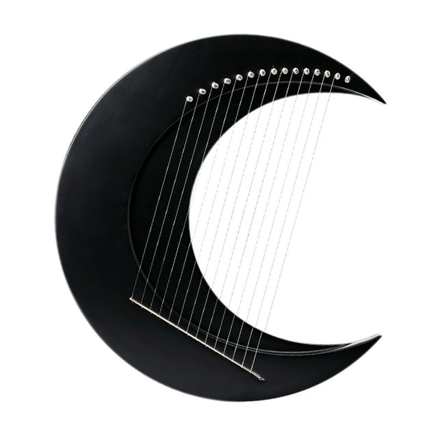 Lyre Harp, Portable Harp Strings Instrument, Wooden Harp, with Tuning Wrench Spare String Anti Slip Pad String Column Cover Wood Chips ,Moon Shape