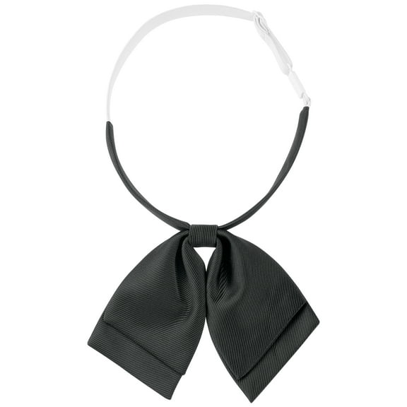 INSPIRE CHIC Women's Satin Adjustable Pre-Tied Double Layer Collar Bow Tie for Uniform Shirt Black One Size