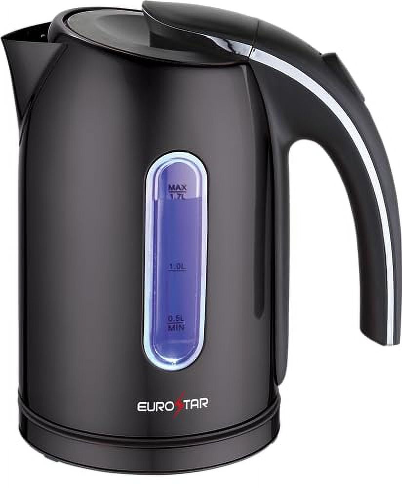 EUROSTAR EKS171BK 1.7L Stainless Steel Electric Kettle, Black