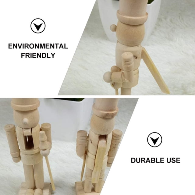 Ensemble de 6 Pcs 12cm Ornements Casse-Noisette de Noël Personnage Casse-Noisette en Bois Jouet Soldier Figurine en Bois Jouet de Peinture