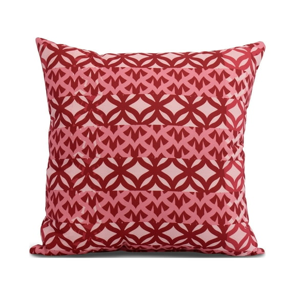 Simply Daisy, 20" x 20" Greeko Simple, Geometric Print Outdoor Pillow, Red