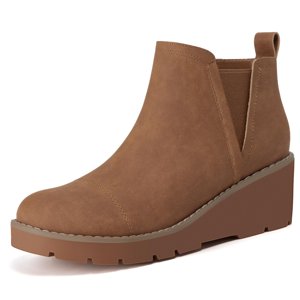 Athlefit Women s Low Heel Platform Wedge Ankle Boots