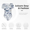 thumbnail image 5 of Haiem Blue Fish Women's Crew Neck Short Sleeve Bodysuit Tops Stretchy Slim Basic-Large, 5 of 8