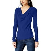 I.N.C Womens Cowl-Neck Pullover Blouse, Blue, Petite, PM