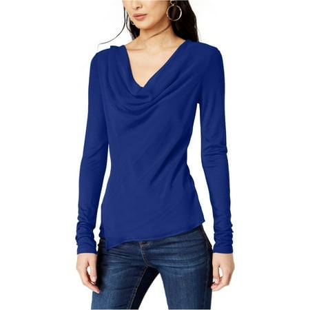 I.N.C Womens Cowl-Neck Pullover Blouse, Blue, Petite, PM