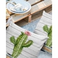 thumbnail image 2 of Watercolor Tropical Plant Cactus with Flower Outdoor Pillow Covers Set of 2, Decorative Waterproof Throw Pillow Case, Wooden Plank Cotton Linen Soft Cozy Cushion Pillowcases, 2 of 6