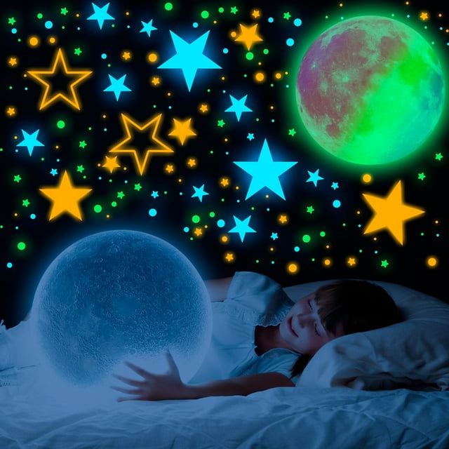 Glow in The Dark Stars for Ceiling,Glow in The Dark Stars and Moon Wall