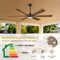 thumbnail image 2 of Smart Ceiling Fan 60-inch, Alexa/Tuya App, Modern Farmhouse Damp Rated Wooden 6 Blades Large Airflow Indoor Outdoor Quiet Reversible DC Fan for Living Room Porch, 2 of 10