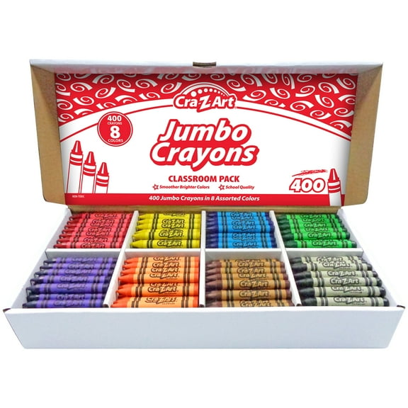 Jumbo Crayons, 8 Assorted Colors, 400/Pack