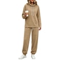thumbnail image 5 of Women's Hoodies Dqueduo Women's Two Piece High Neck Sports Suit Long Sleeve Drawstring And Jogger Pants Casual Pocket Set, Sizes S-XXL, 5 of 10