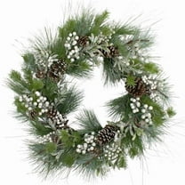 30 in. Berry & Pinecone Artificial Christmas Wreath, Glittered White - Unlit