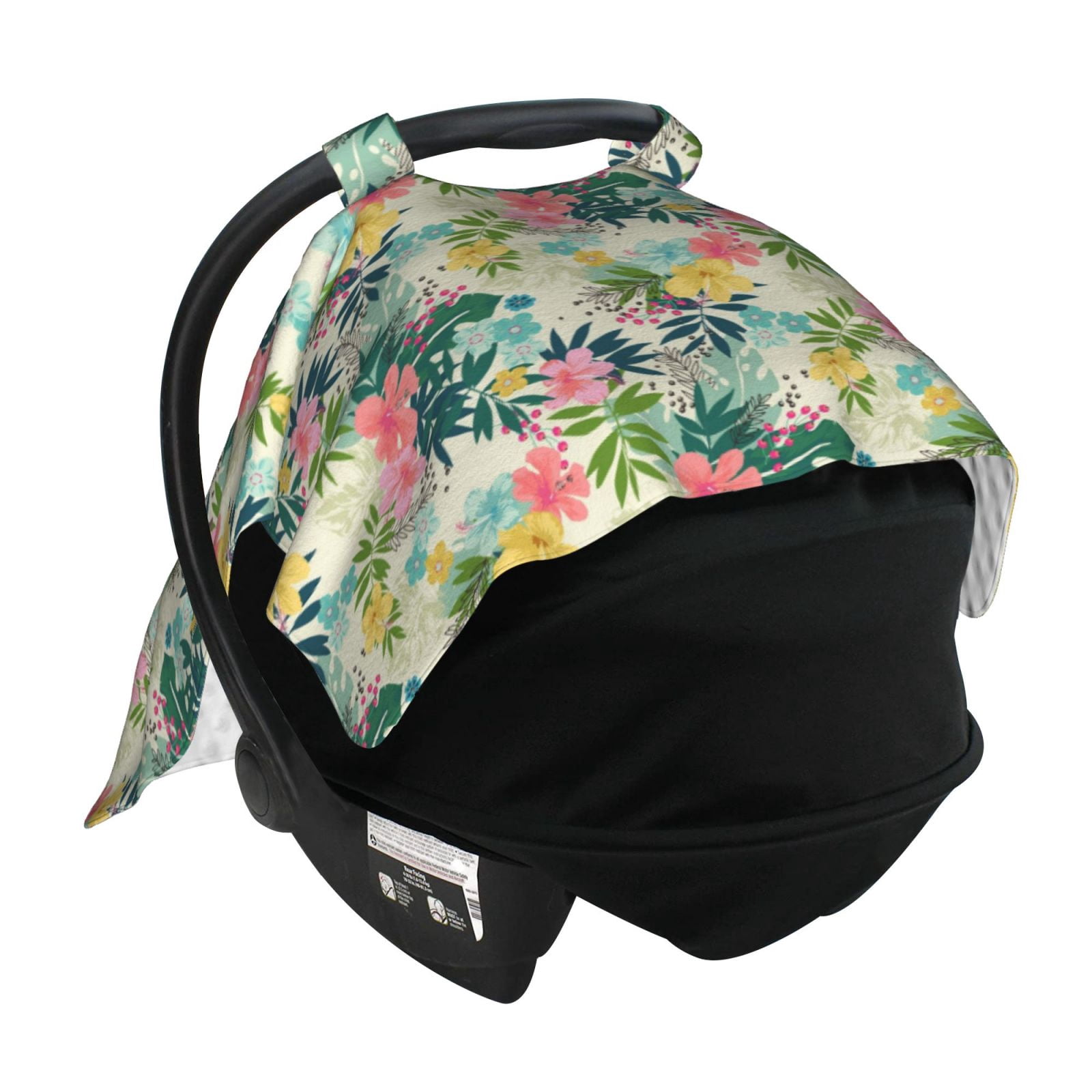 Naloa Tropical Flowers Baby Car Seat Cover, Breathable Baby Carrier Cover, Multiuse Baby Carrier Cover & Nursing Breastfeeding Cover