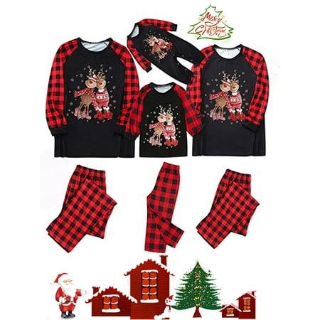 

Sunisery Family Christmas Pjs Matching Sets Plaid Shirt and Pants Holiday Family Matching Outfits Christmas Pajamas For Family
