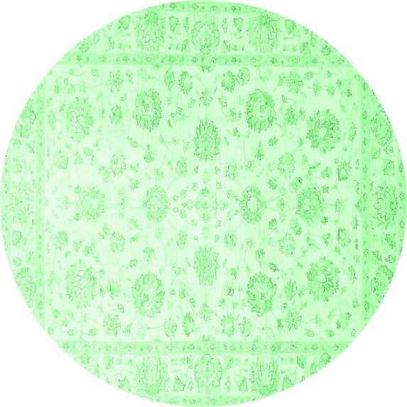 Ahgly Company Indoor Round Oriental Emerald Green Traditional Area Rugs, 3' Round