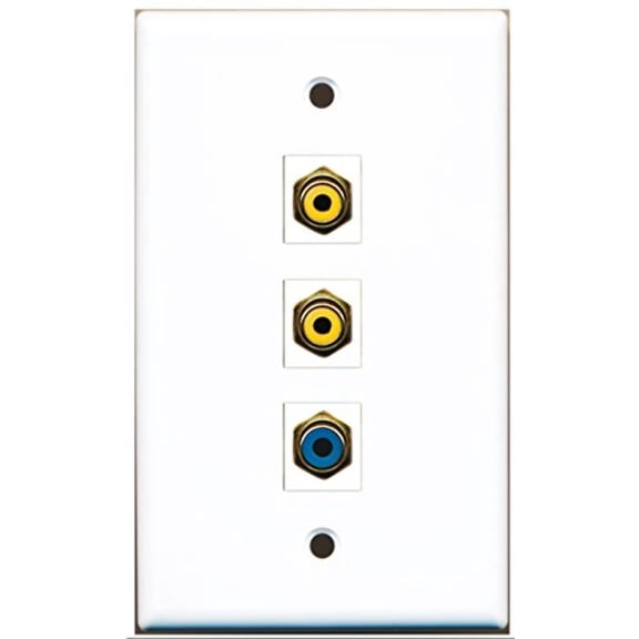 RiteAV - 2 Port RCA Yellow and 1 Port RCA Blue Wall Plate