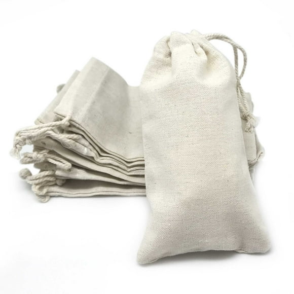 The Display Guys Lot de 24 Sacs en Mousseline de Coton Réutilisables 4x6 avec Cordon de Serrage - Multi-Usages - Cadeaux, Cadeaux de Fête, Épices