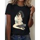 thumbnail image 1 of Women's Romantic Embrace Graphic Tee - Casual & Sporty Round Neck Short Sleeve T-Shirt, Lightweight, Perfect for Spring/Summer, Valentine's Day Theme, Ladies T-Shirts, 1 of 4
